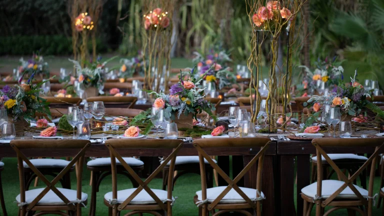 Oceanfront dining table setting