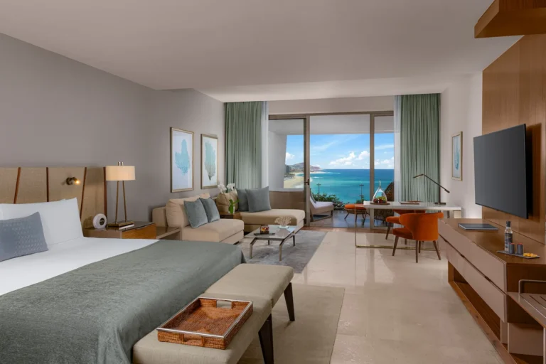 Ambassador Sunrise Suite at Grand Velas Los Cabos with morning desert and sea view