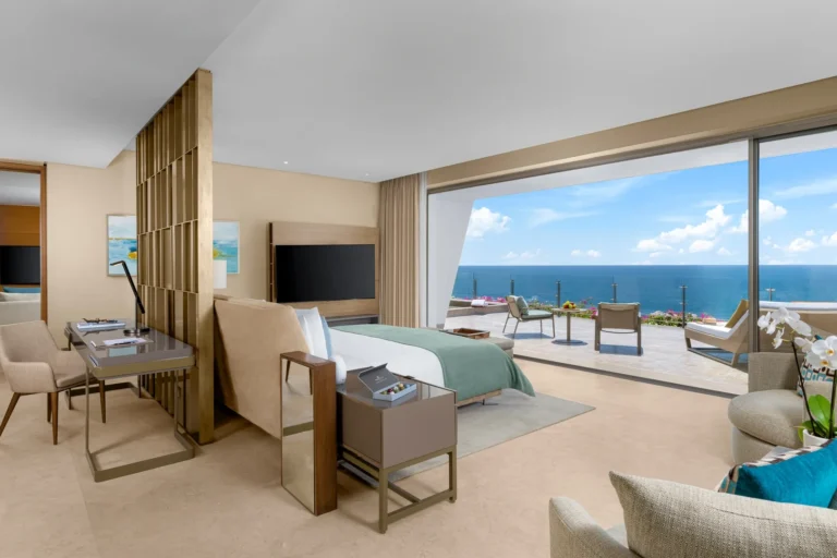 Royal Suite bedroom with panoramic ocean view at Grand Velas Los Cabos