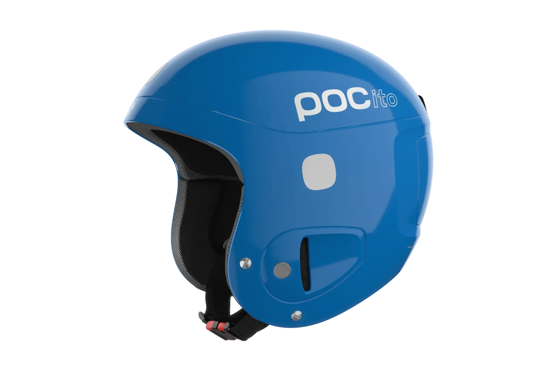 POC POCito Skull children's ski helmet in fluorescent blue, three-quarter front view