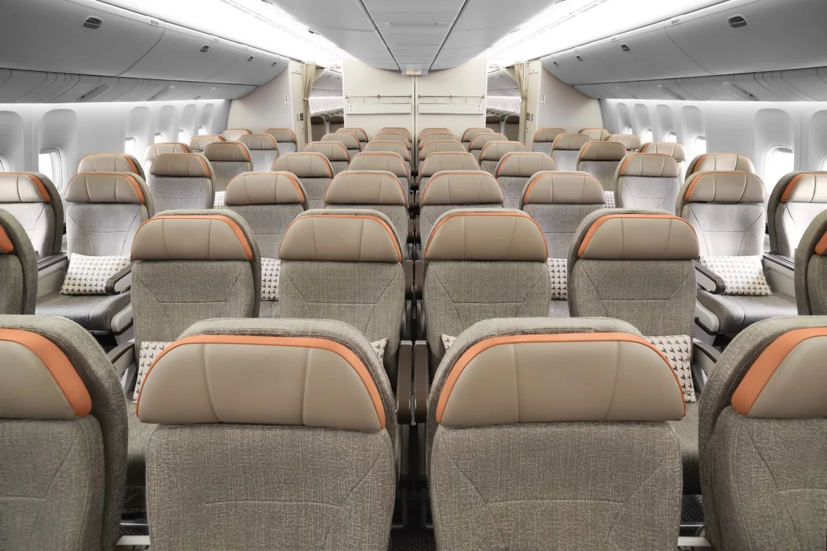 EVA Air Premium Economy cabin on the Boeing 777-300ER, 2-4-2 seating layout