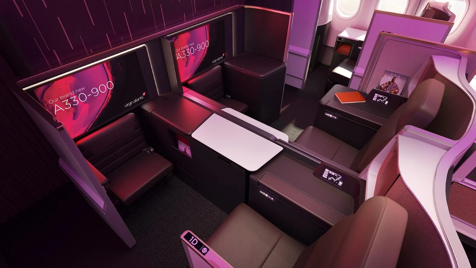 Virgin Atlantic Upper Class Retreat Suite on the A330neo, seat 1D with extended dining table